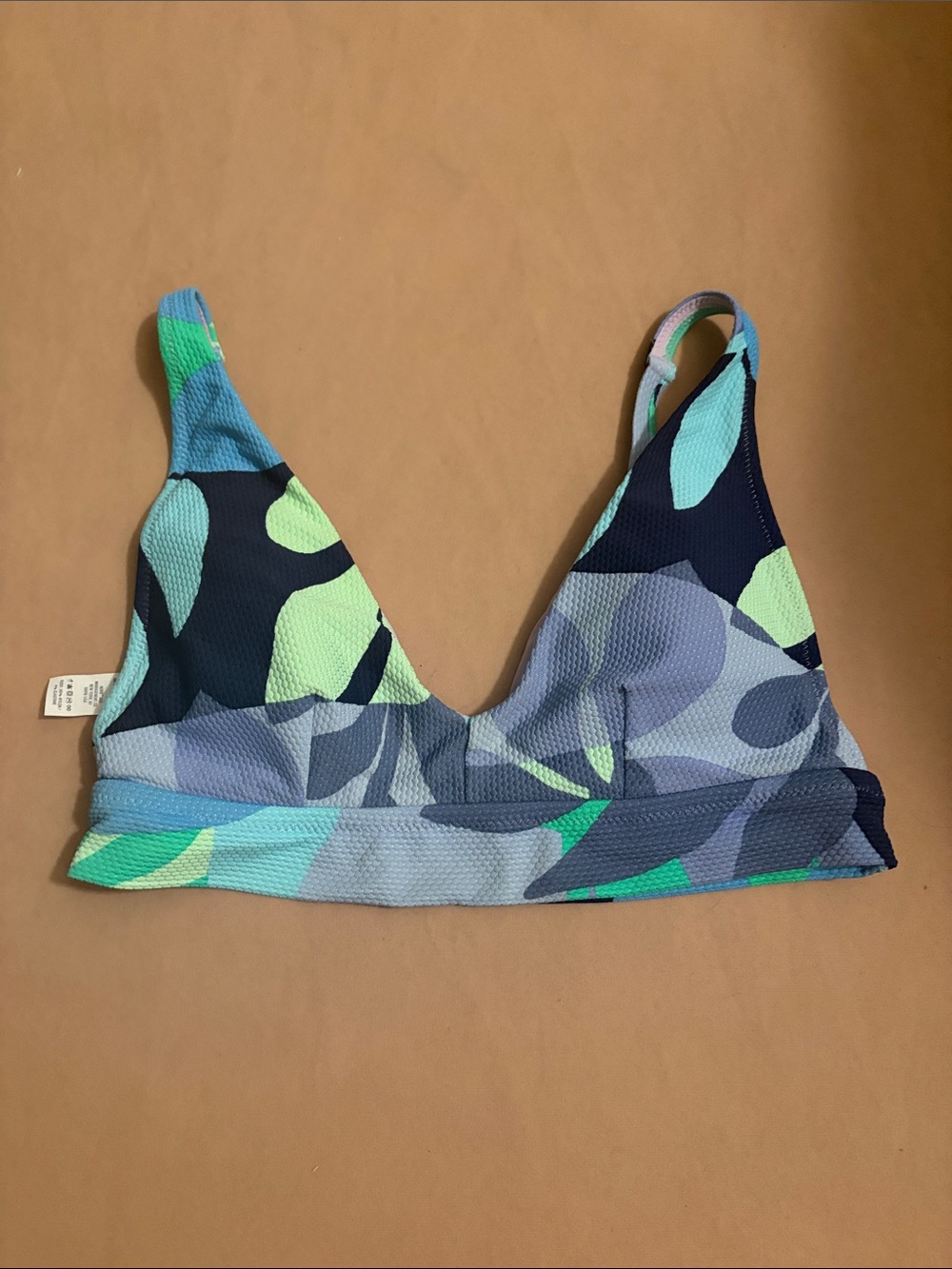 aerie Blue Navy Teal Floral Print Bikini Top